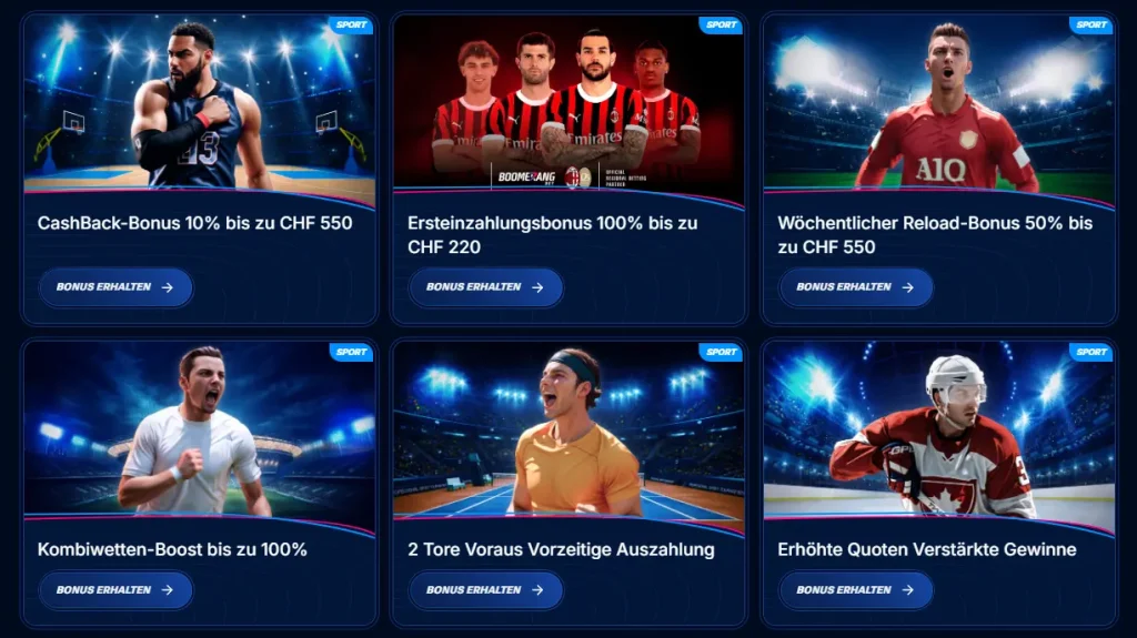 Bonusprogramm vom Schweizer Wettanbieter BoomerangBet