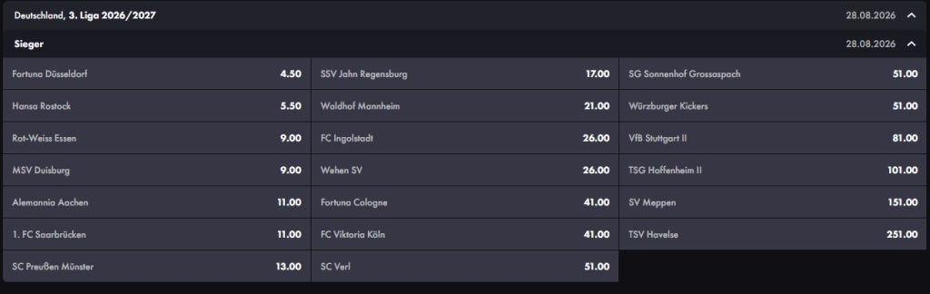 Meisterwetten und Quoten bei Roosterbet
