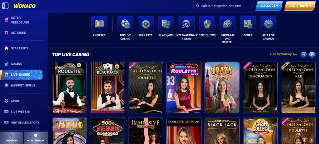 Screenshot aus meinen Wonaco Live Casino Erfahrungen