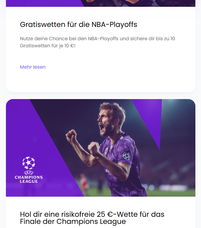 Bonuskationen von Buchmacher Winnerz im Wetten Bonus Vergleich