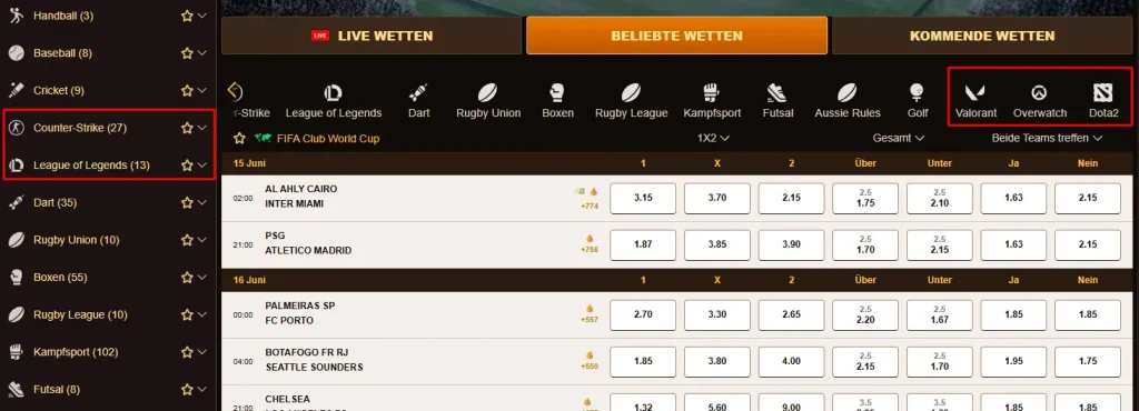 Livewetten und eSports Wetten bei Dazardbet