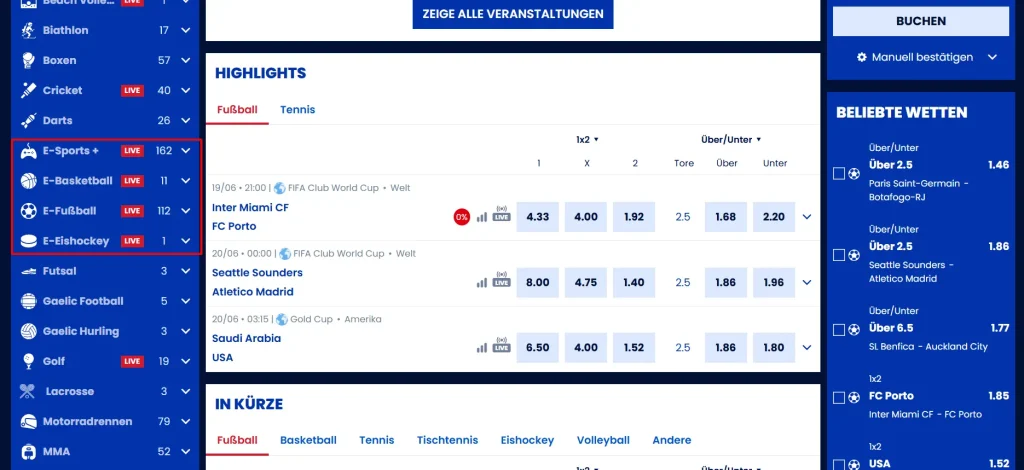 Wettprogramm beim Sportwettenanbieter mit MGA Lizenz BetNFlix
