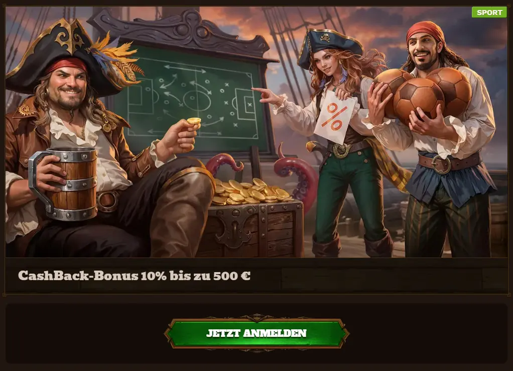 Cashback Bonus beim Wettanbieter FatPirate