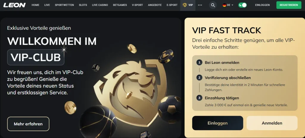 VIP-Programm für Highroller beim Sportwettenanbieter Leonbet