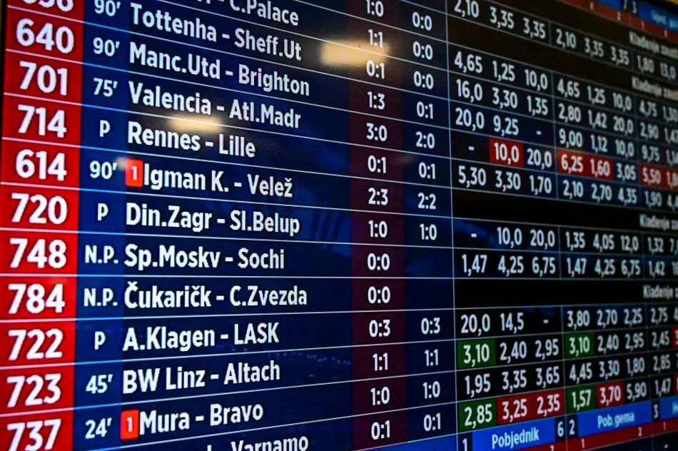 Bildschirm mit den verschiedensten Quoten bei Sportwetten