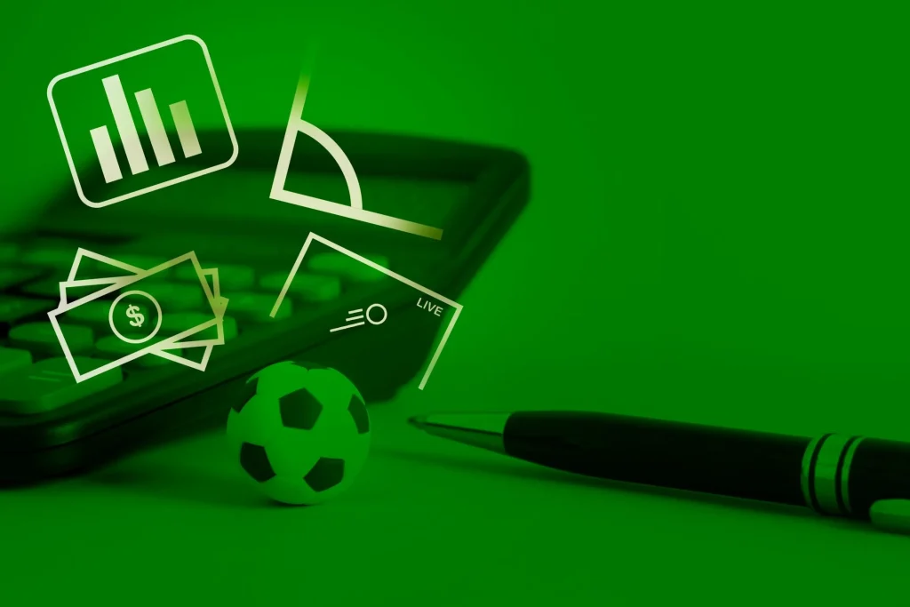 Collage aus Geldzeichen und Buchmacher-Symbolen als Zeichen für Sportwetten ohne Mindesteinzahlung