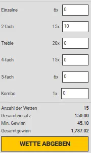 System Wetten Rechner beim Buchmacher Bets Amigo