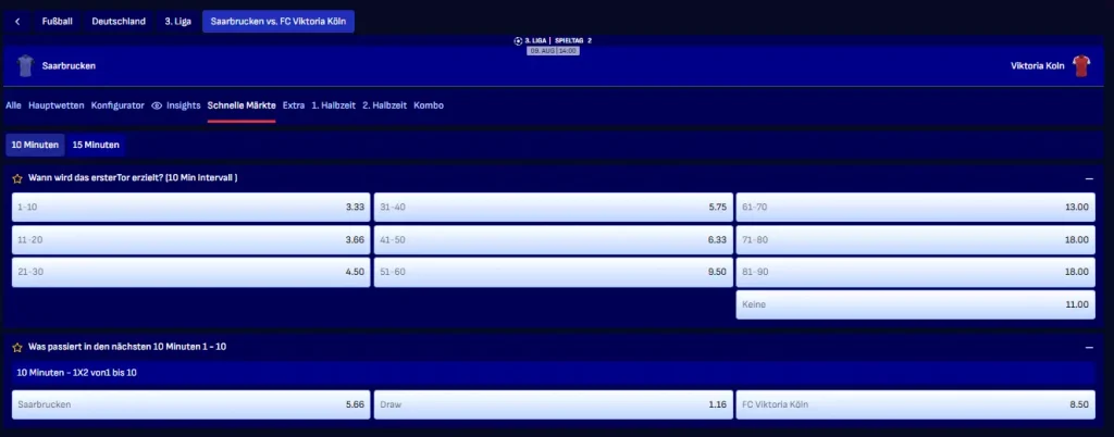 Dritte Liga Wetten auf einzelne Spielabschnitte beim Sportwettenanbieter Bankonbet