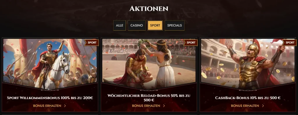 Bonusaktionen für Sportwetten ohne Casino beim Buchmacher Legiano