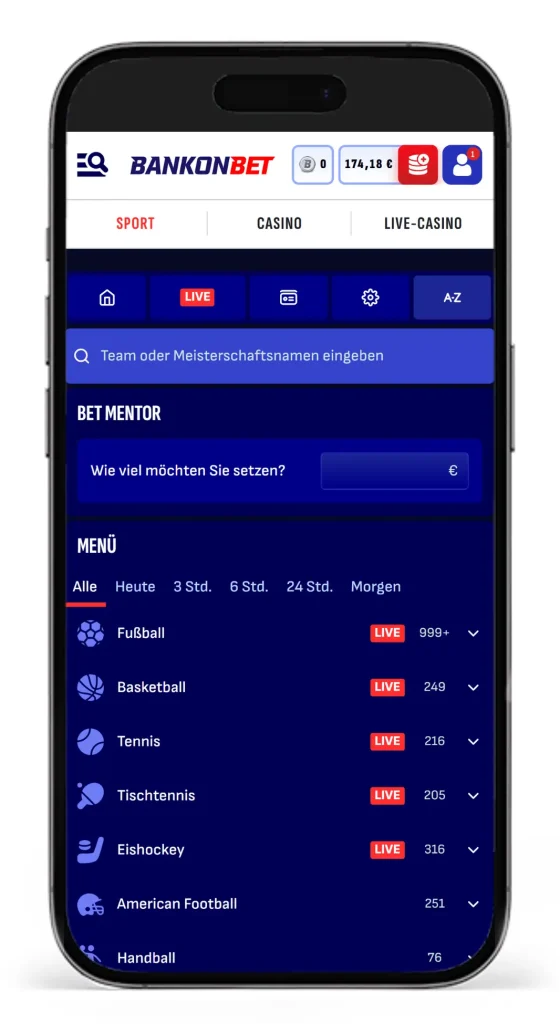 Einblick in das Sportwettenangebot beim Wettanbieter ohne LUGAS Bankonbet