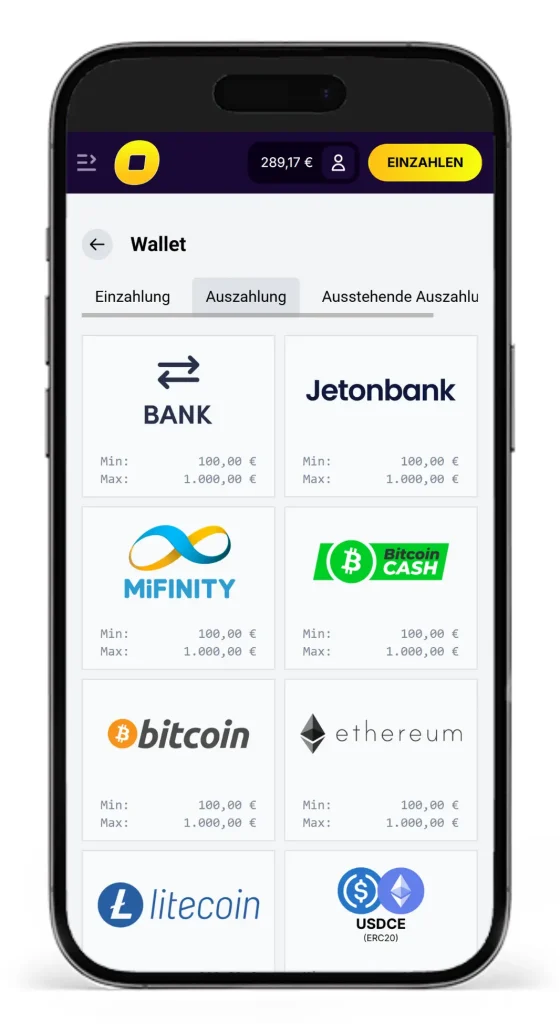 Einblick in die Zahlungsmethoden fuer Auszahlungen beim Wettanbieter CasinoLoots