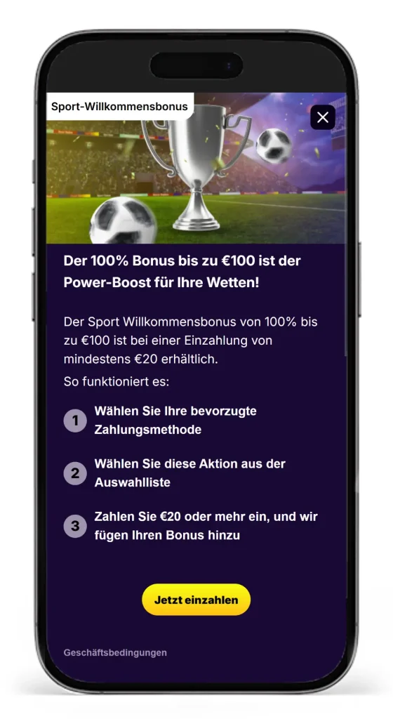 Sport-Willkommensbonus auf die erste Einzahlung bei CasinoLoots