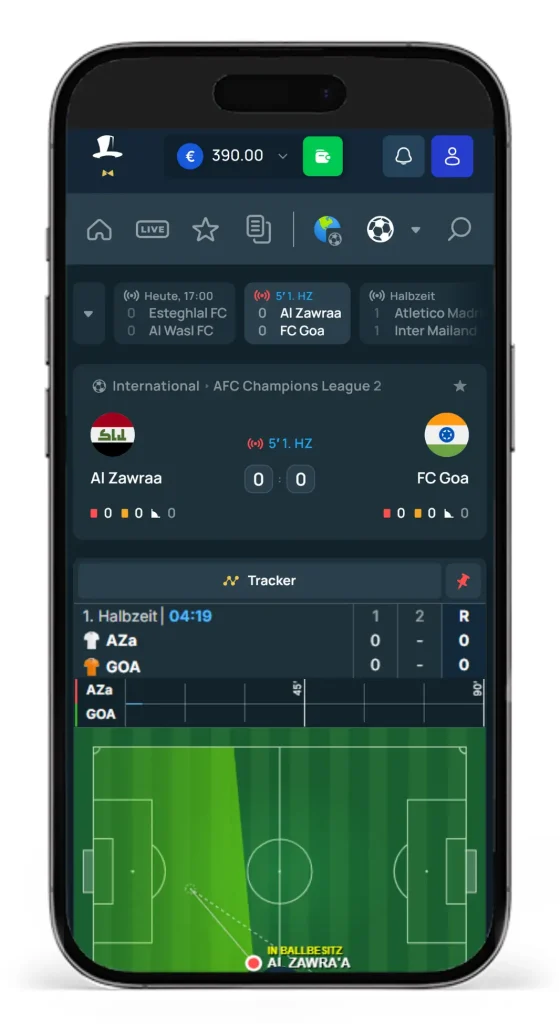 Livewetten bei FortuneJack mit Animation zum Spielverlauf