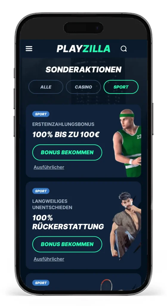 Einblick in das Bonusprogramm fuer Sportwetten ohne Steuer bei PlayZilla