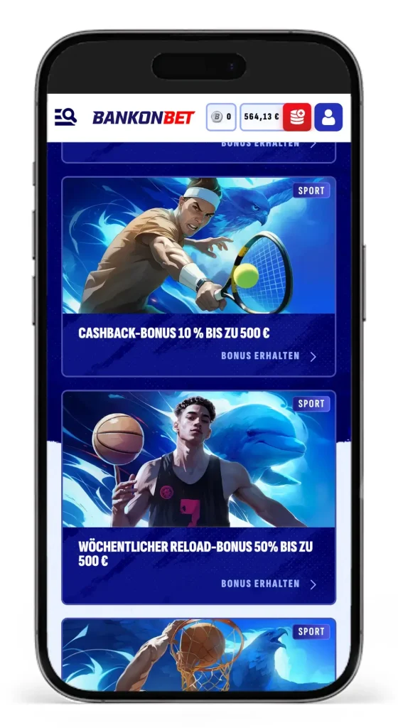 Woechentliche Cashbacks und Reload Boni fuer Sportwetten ohne Verifizierung bei Bankonbet