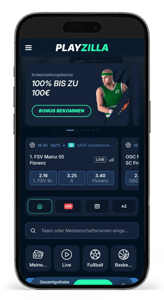 Sportwetten Seite vom Wettanbieter ohne OASIS PlayZilla