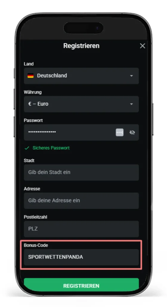 Registrierungsprozess beim Wettanbieter ohne LUGAS Leonbet mit Bonus Code