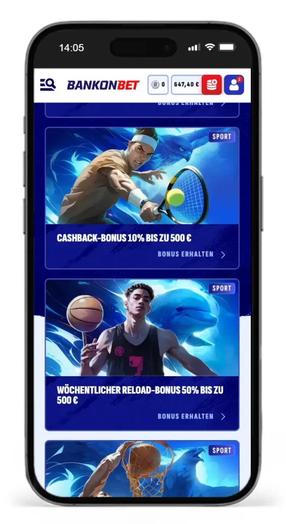 Die Cashback- und Reload Bonusaktion fuer beste Sportwetten bei Bankonbet