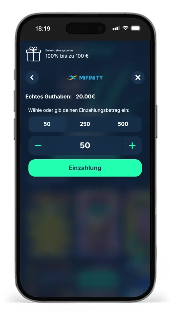 Einzahlung mit der eWallet MiFinity beim MiFinity Wettanbieter PlayZilla