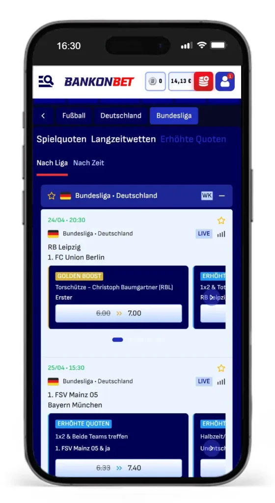 Erhöhte Quoten bei Bankonbet