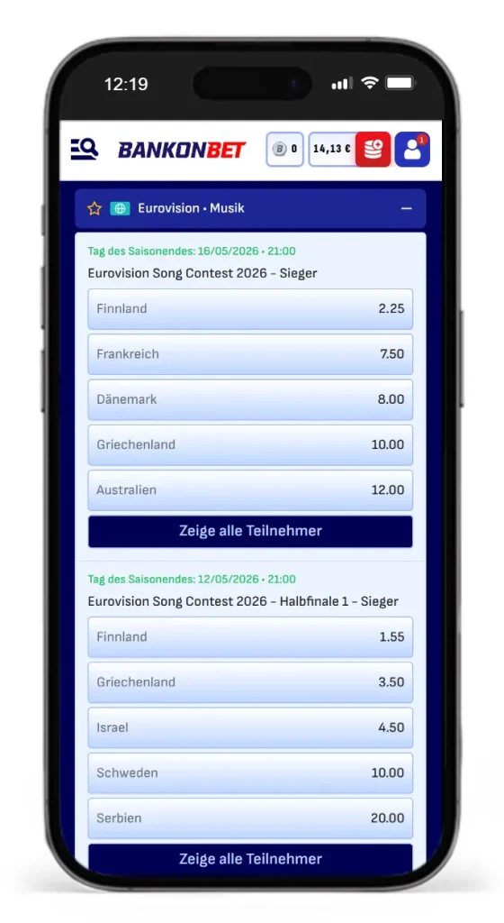 ESC 2026 Wetten bei Bankonbet