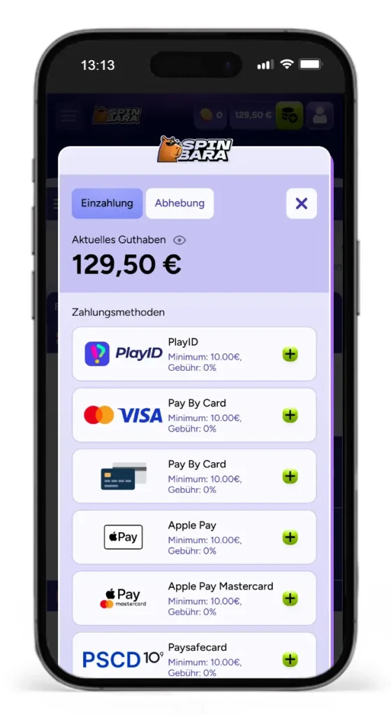 Einzahlungsmethoden bei Spinbara