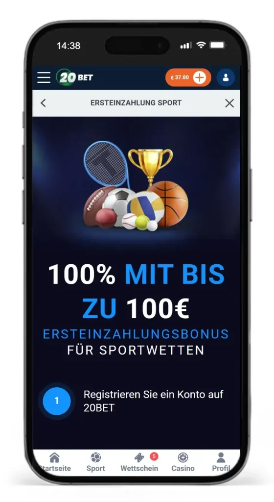 Sport Ersteinzahlungsbonus bei 20Bet