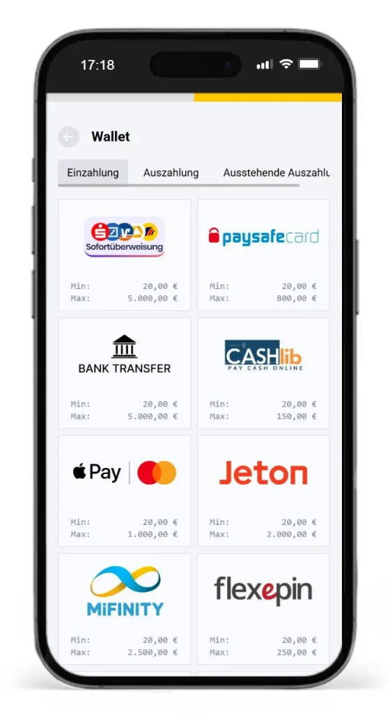 Einzahlungsmethoden bei BetsAmigo