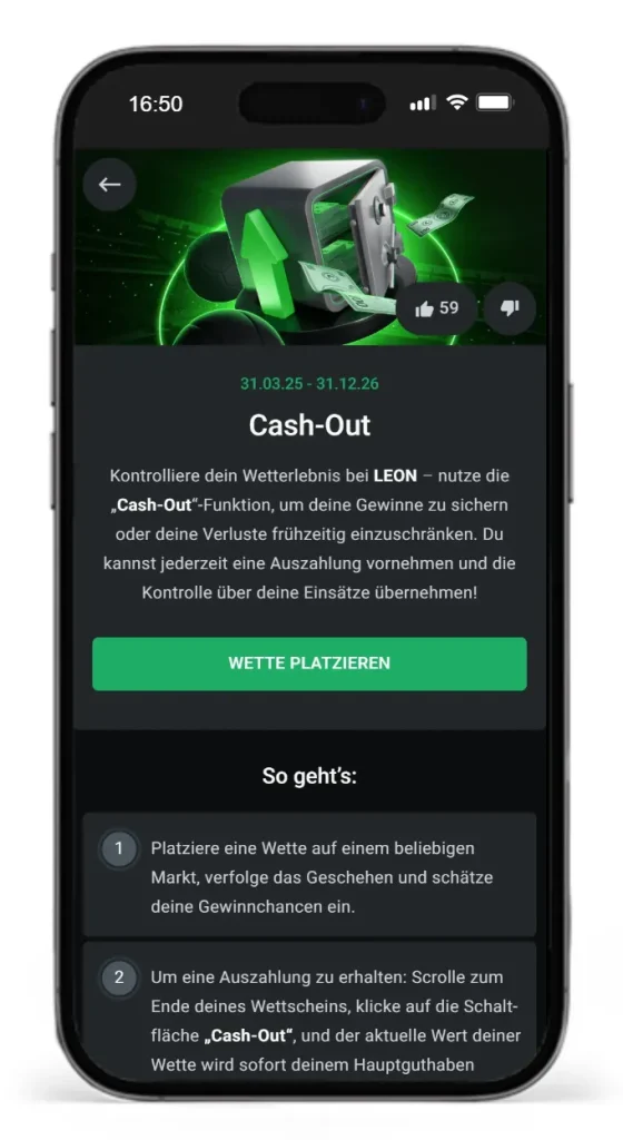 Cashout Funktion bei Leonbet