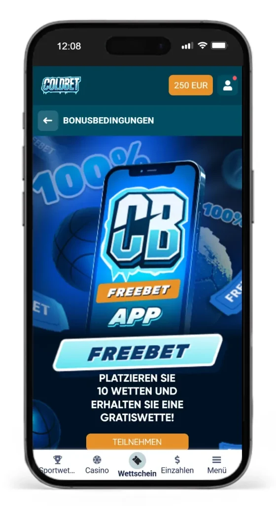 Mobile Sportwetten-App fuer iOS und Android von Coldbet mit exklusivem Bonus
