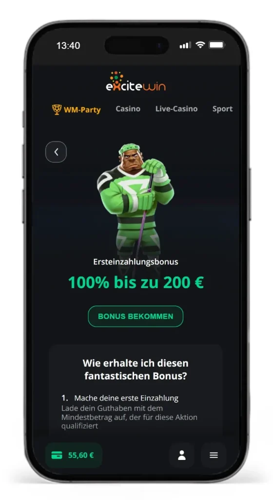 Ersteinzahlungsbonus beim Sportwetten Anbieter ExciteWin