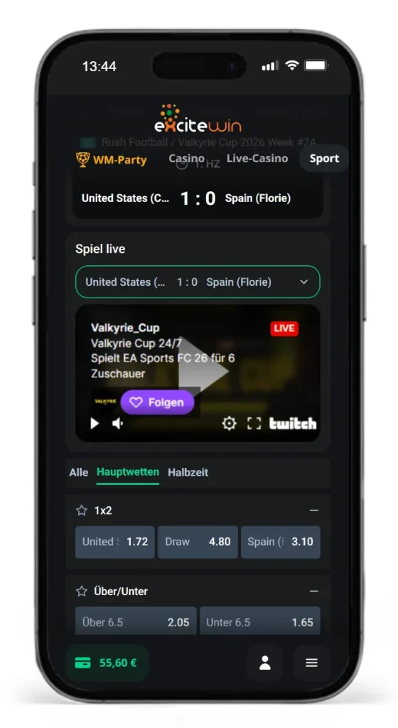 Live Stream bei ExciteWIn