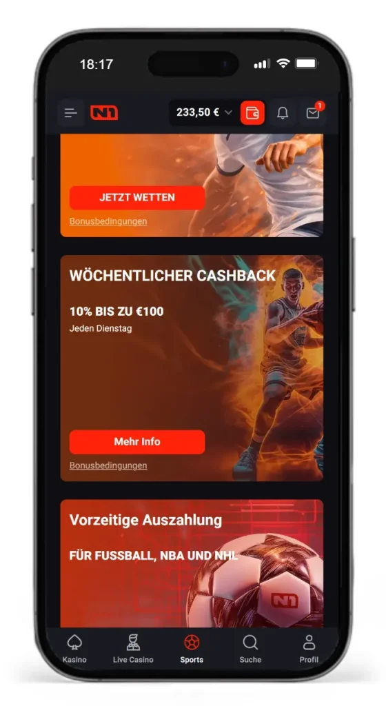 Bonusaktionen bei N1 Bet