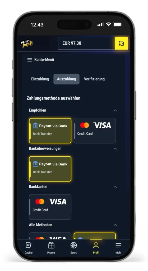Auszahlungsmethoden fuer Gewinne aus Sportwetten bei Playbaze