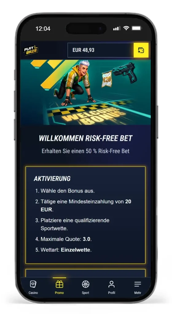 Ersteinzahlungsbonus fuer Sportwetten bei Playbaze