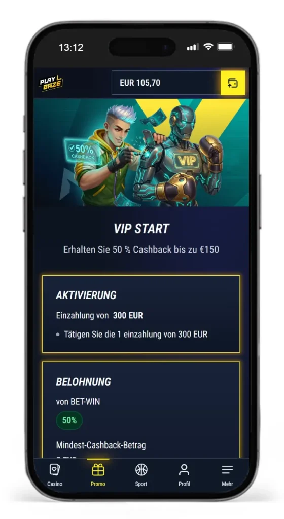 VIP Programm mit Cashback von Playbaze