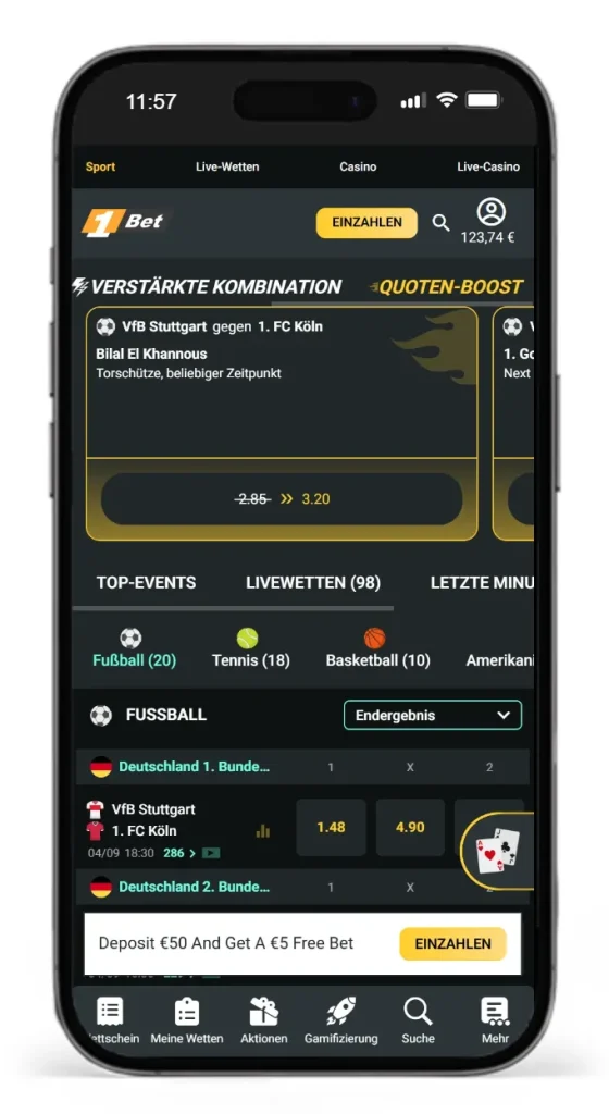 Taegliche Quotenboosts fuer Wetten bei 1Bet