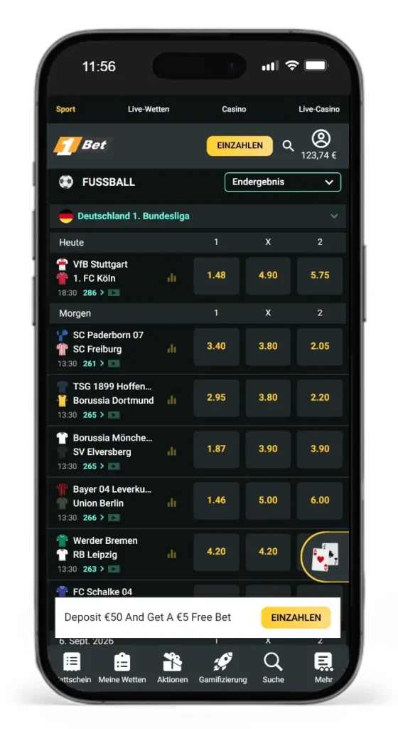 1Bet Bundesliga Wettquoten