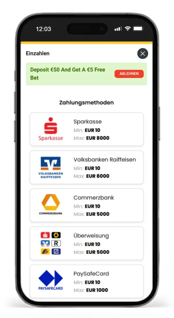 Einblick in das Zahlungsportfolio vom Wettanbieter 1Bet